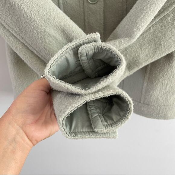 Joie | Women’s Fuzzy Sage Green Boxy Cropped Shacket Jacket Button Down Collared - Picture 10 of 12